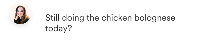 Coach message about chicken bolognese