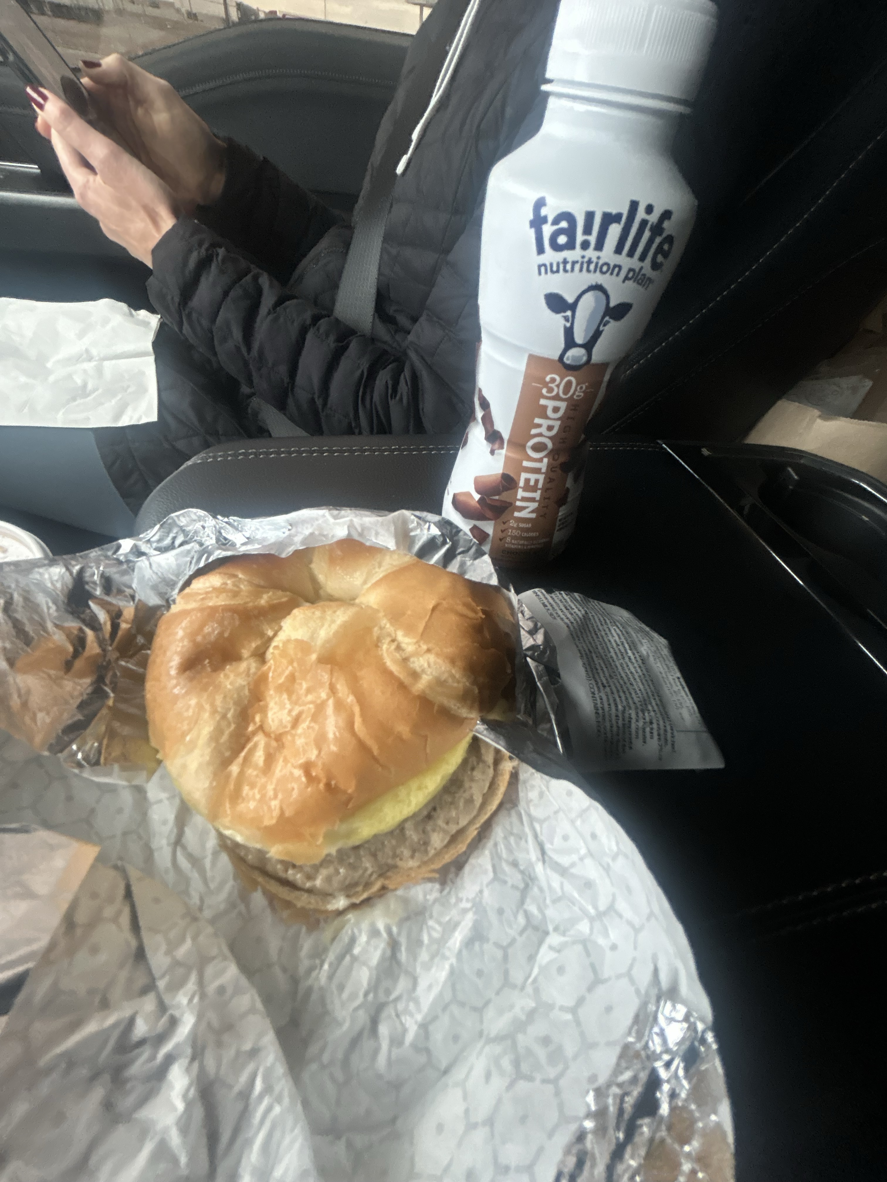 Sausage Egg Cheese Sandwich + Protein Drink — high protein breakfast