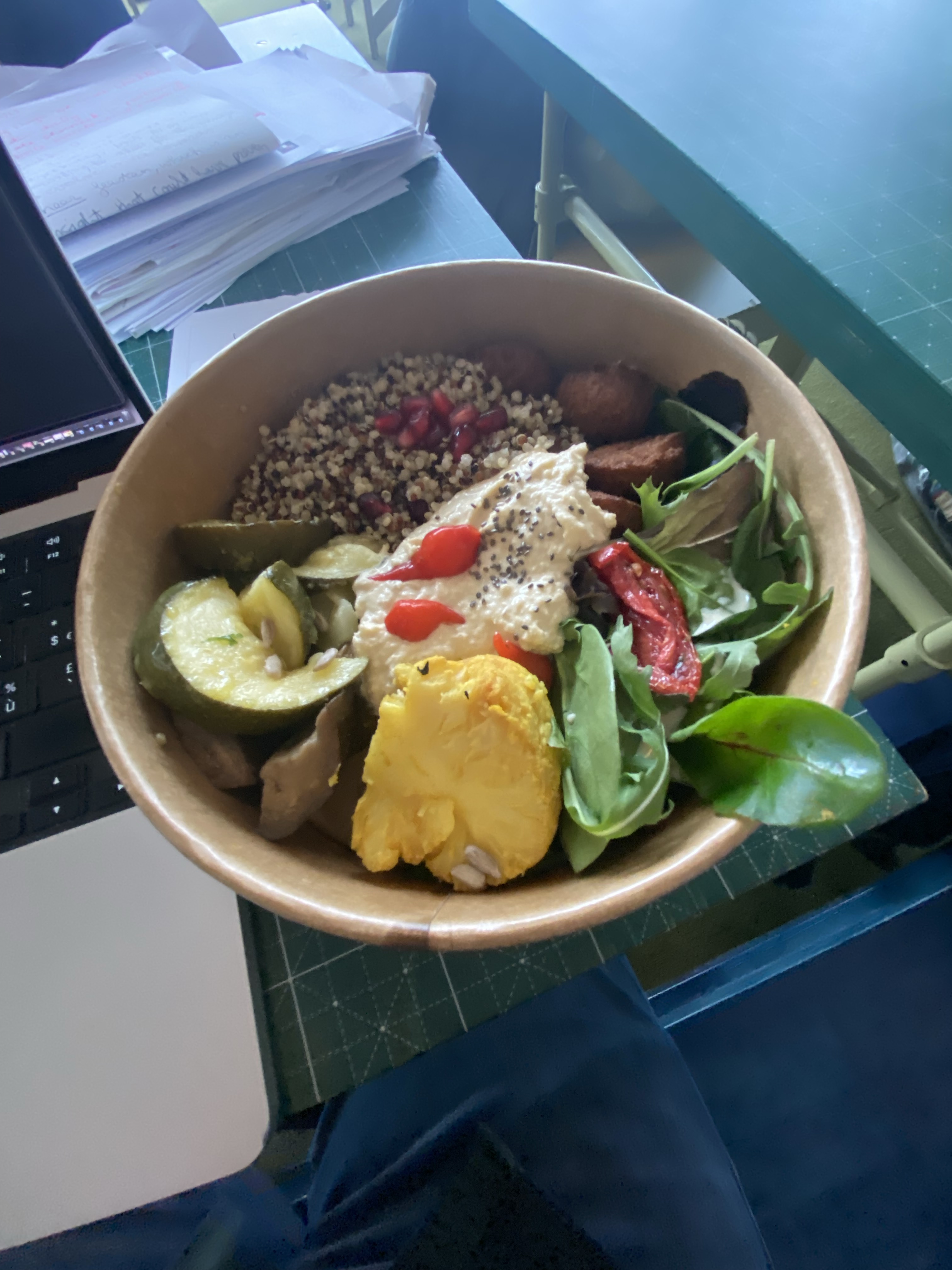 Falafel Quinoa Veggie Bowl — high fiber lunch