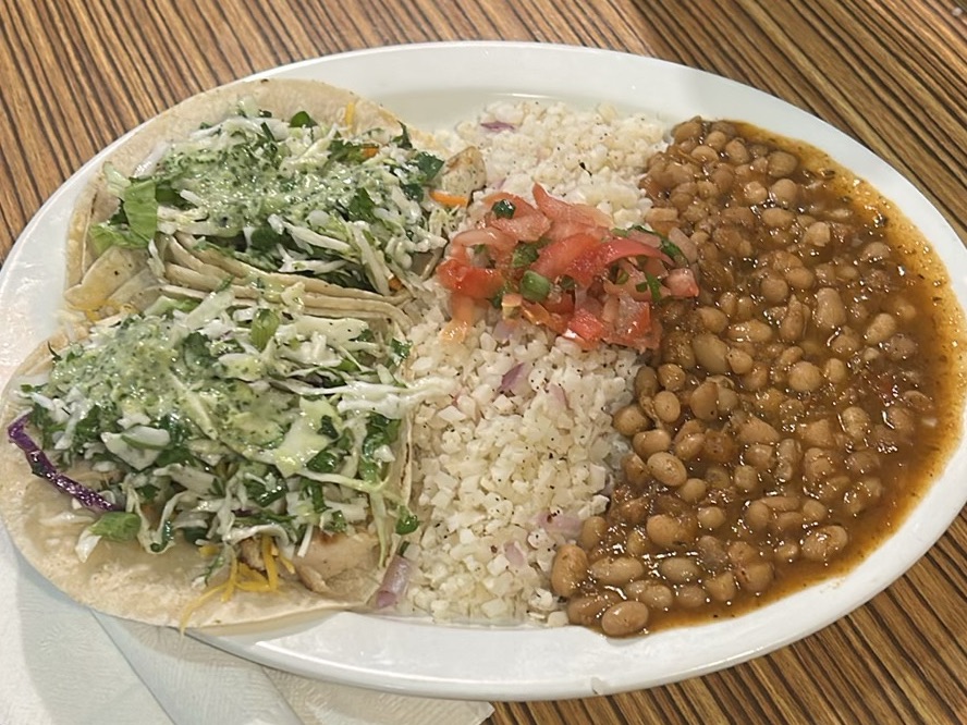 Veggie Tacos with Beans & Rice — high fiber dinner