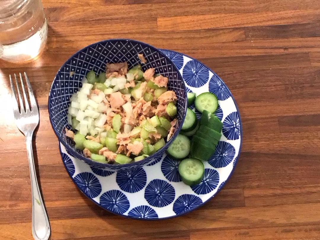 Tuna celery cucumber bowl - below range