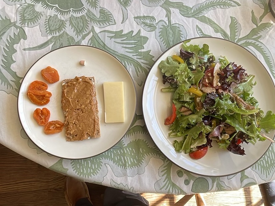 PB Toast, Cheese & Green Salad — light dinner